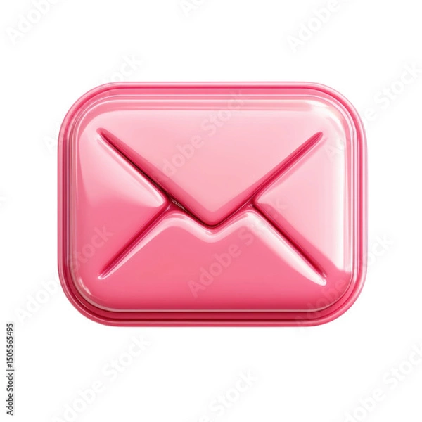 Fototapeta Bubblegum pink email icon represents a fresh message sparking joy and on transparent background