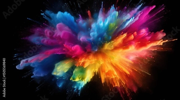 Obraz A colorful explosion of vibrant colors against a black background.