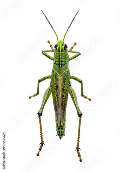 Fototapeta Isolated Transparent Green Grasshopper Insect Detailed Wildlife Macro