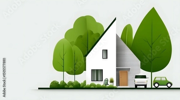 Fototapeta A modern green home with eco-friendly technology and sustainable architecture