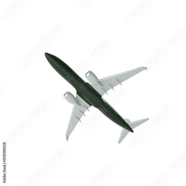 Fototapeta Commercial Airplane Top View Isolated on Transparent Background