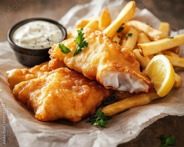 Obraz Fish and chips restaurant style