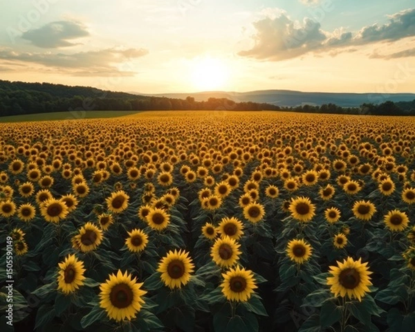 Fototapeta Sunflower field sunset