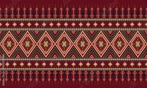 Fototapeta Vector Boho Navajo Tribal and Native American seamless pattern  geometric ethnic SouthWestern decor style  geometric ornament Aztec ornament pattern  for home decoration, textile and fashion