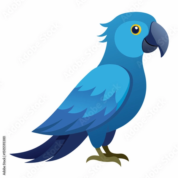 Obraz Realistic full-body illustration of a Spix's Macaw with vibrant blue feathers on a clean white background. Perfect for nature, wildlife, and bird-themed digital projects.