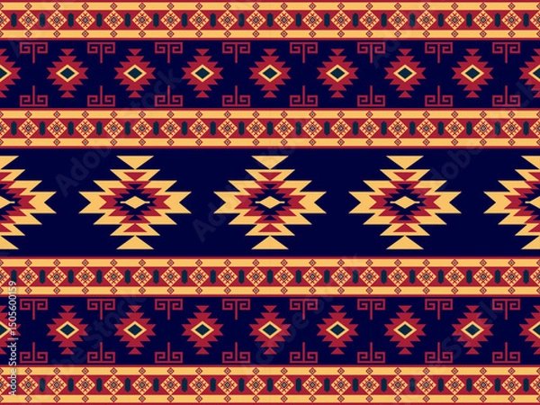 Fototapeta Navajo pattern design. Native American style. Can be used in fabric design for clothing, textile, wrapping, background, wallpaper, carpet, embroidery, print