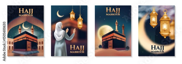 Obraz Realistic Hajj Vertical Card Set