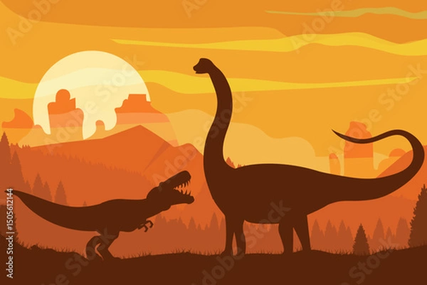 Obraz dinosaurs fight each other. Vector