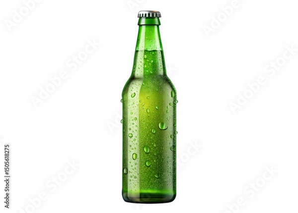 Obraz Green bottle of beer isolated on transparent background
