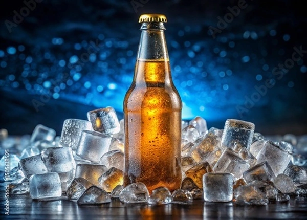 Obraz Cold refreshing beer in ice cubes.