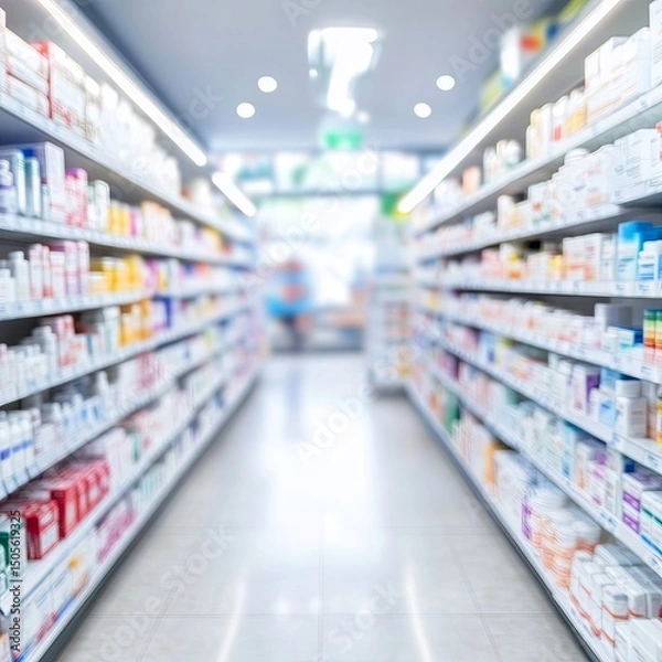 Obraz abstract blurred pharmacy retail for background.