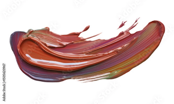 Fototapeta Rust Red Oil Brush Stroke on White Background – Textured Paint Splash for Abstract Art, Modern Design, and Creative Projects