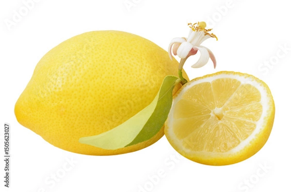 Obraz One and a half lemons with a flower, isolated