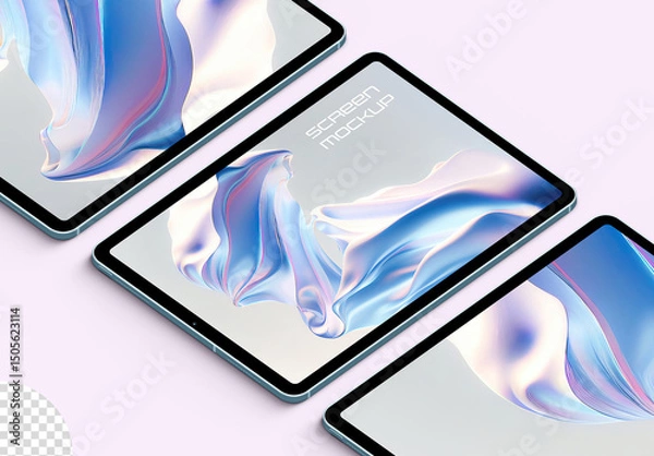 Fototapeta Tablets Screen Mockup Isometric View Isolated