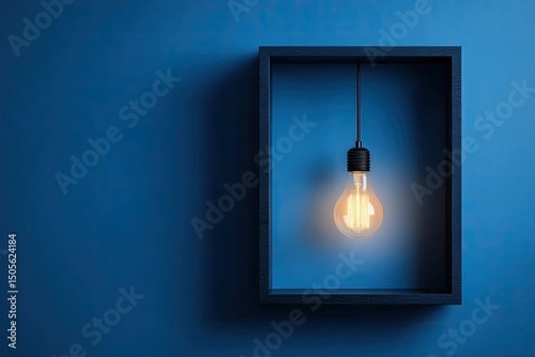 Obraz Illuminated frame on a blue backdrop