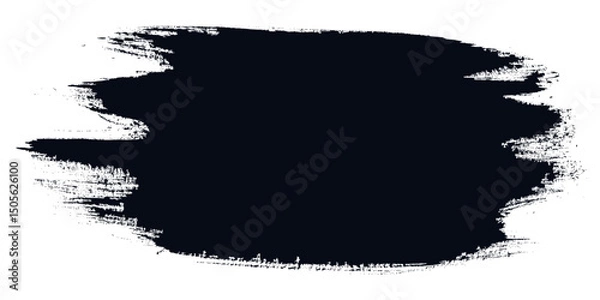 Fototapeta Black Hand Drawn Grunge Ink Brush Stroke. Creative abstract paintbrush line with rough edges. Stain for backdrops. Freehand doodle line borders. Black splashes