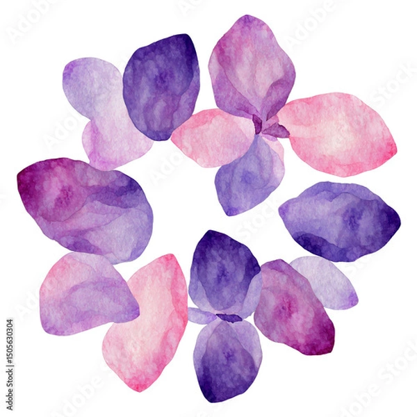 Fototapeta Watercolor petal violet and pink soft blend on transparent background transparent background isolated png stock