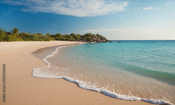 Obraz 바닷가 모래사장과 아름다운 풍경 파도