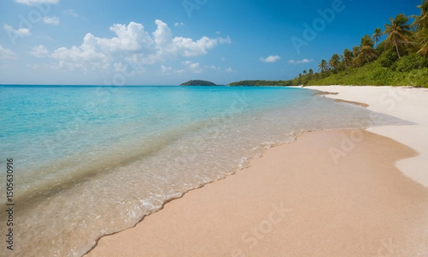 Obraz 바닷가 모래사장과 아름다운 풍경 파도