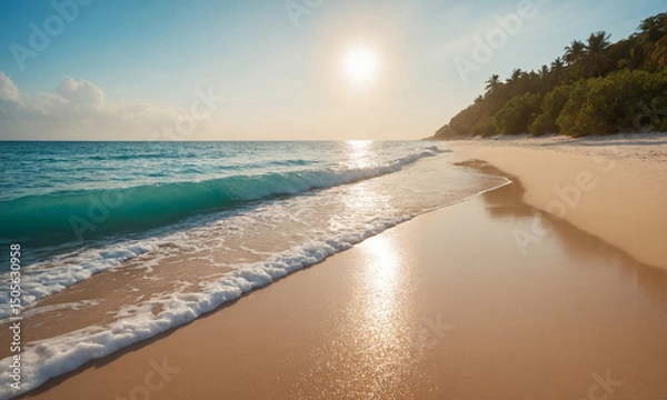 Obraz 바닷가 모래사장과 아름다운 풍경 파도