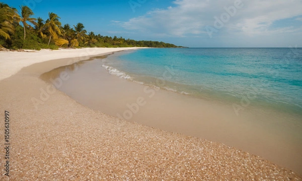 Obraz 바닷가 모래사장과 아름다운 풍경 파도