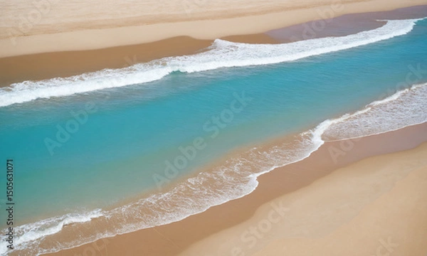 Obraz 바닷가 모래사장과 아름다운 풍경 파도