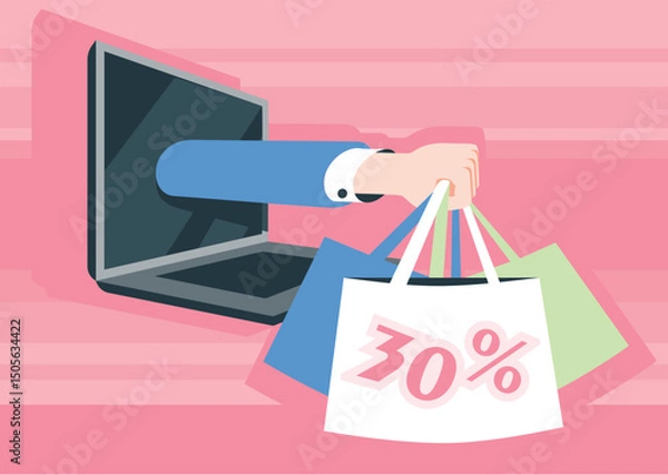 Obraz Online shopping. Shopping via computer during sales.