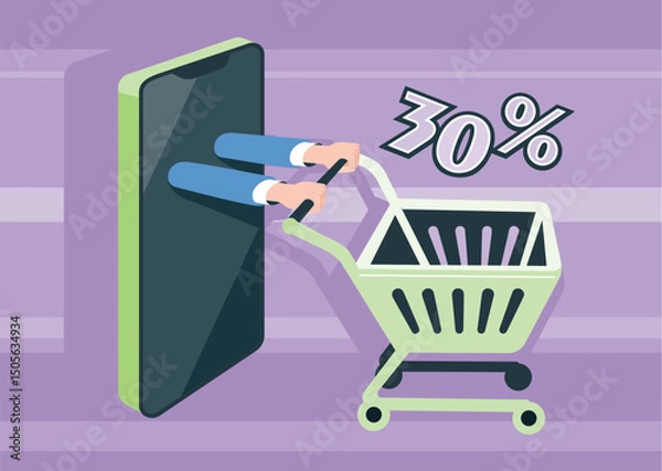 Obraz Online shopping. Shopping via mobile phone during sales.