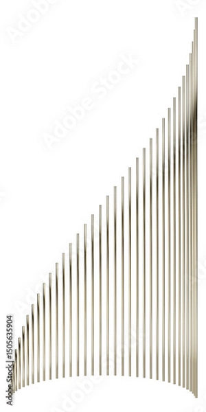 Fototapeta Curved Metallic Rods in Gradient Formation – Abstract 3D Design on Transparent Background