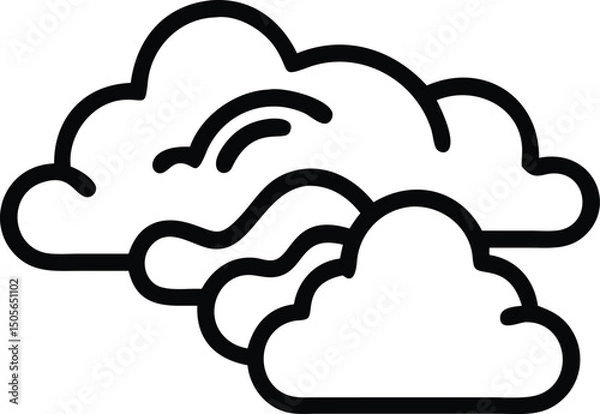 Fototapeta Surreal black silhouette of a 3d cloud shape digital art design