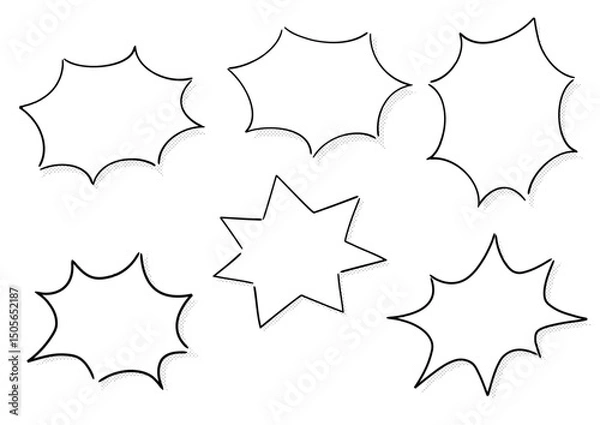 Obraz 手書き風のふきだしセット　白塗りドット影
