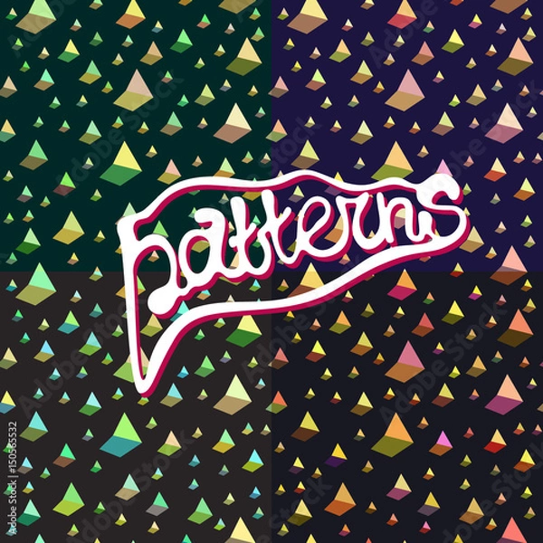 Fototapeta Collection of seamless, vector patterns with triangles