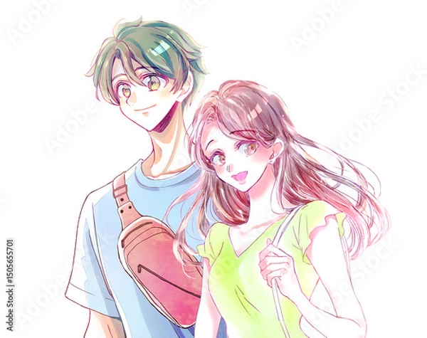 Fototapeta 外出する男女　夏イメージ