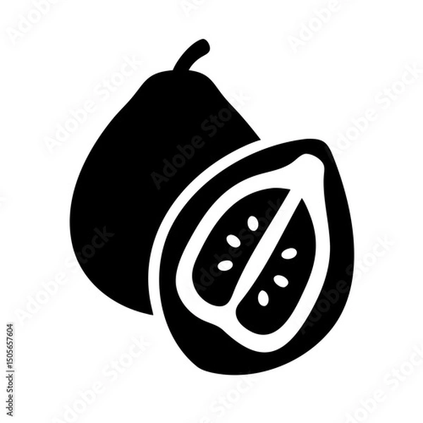 Obraz Silhouette guava icon on transparent background for web and graphic design