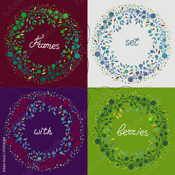 Fototapeta Collection of vector natural frames with berries