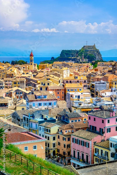 Obraz view of Kerkyra, capital of Corfu island, Greece