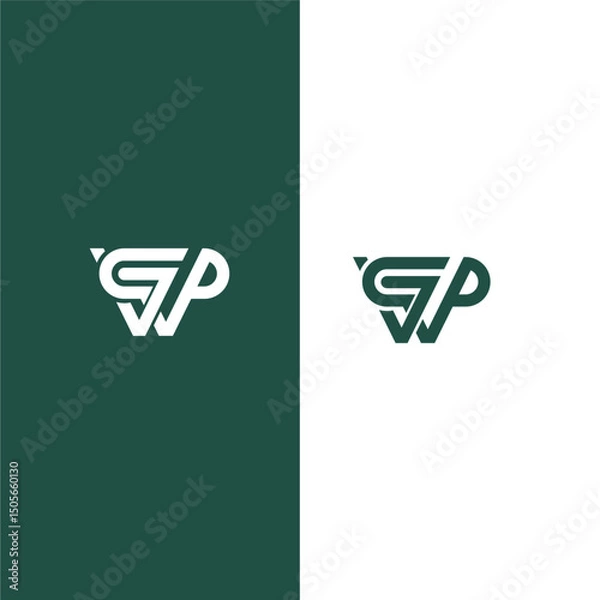 Obraz CJP monogram logo on green and white background