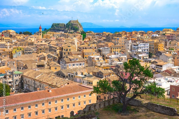 Obraz view of Kerkyra, capital of Corfu island, Greece