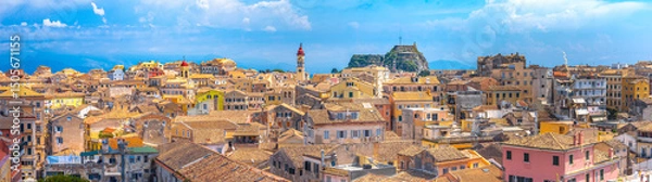 Obraz view of Kerkyra, capital of Corfu island, Greece