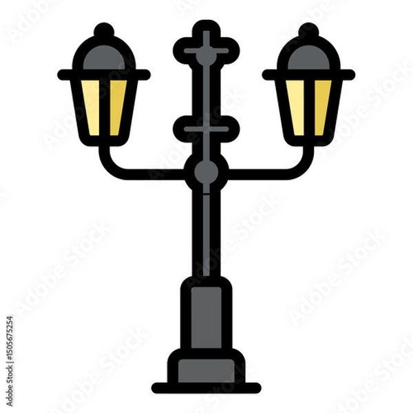 Obraz Urban Elements Vector Illustration with Tree, Building, and Traffic Symbols