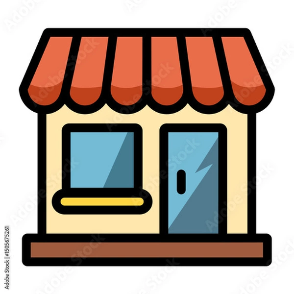 Fototapeta Urban Elements Vector Illustration with Tree, Building, and Traffic Symbols