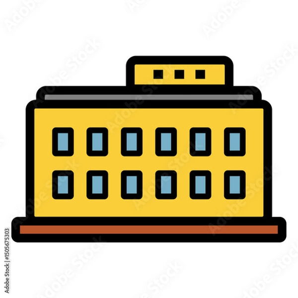 Fototapeta Urban Elements Vector Illustration with Tree, Building, and Traffic Symbols
