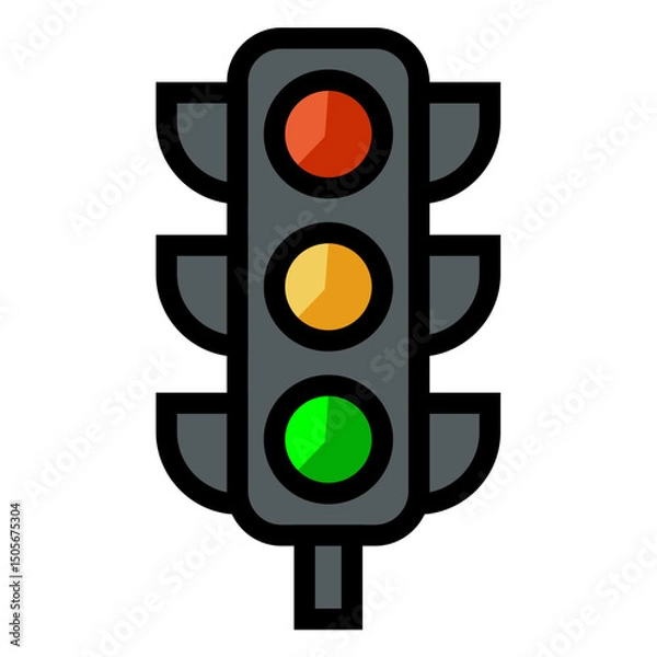 Obraz Urban Elements Vector Illustration with Tree, Building, and Traffic Symbols