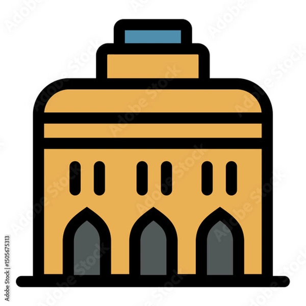Fototapeta Urban Elements Vector Illustration with Tree, Building, and Traffic Symbols
