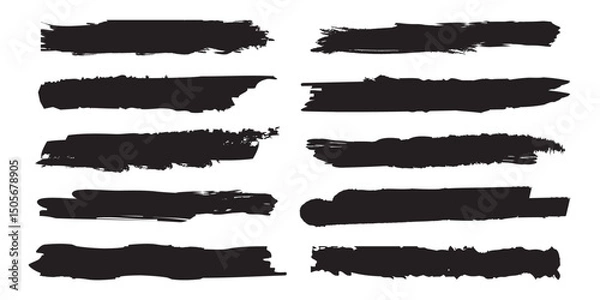 Fototapeta Brush line set. Brush line calligraphy paint strokes. Rectangle Brush stroke, ink paint brushes. Straight line vector brush strokes. Isolated on white background.