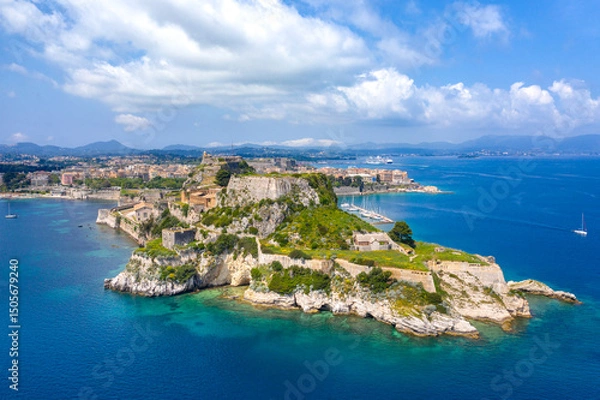 Obraz view of Kerkyra, capital of Corfu island, Greece