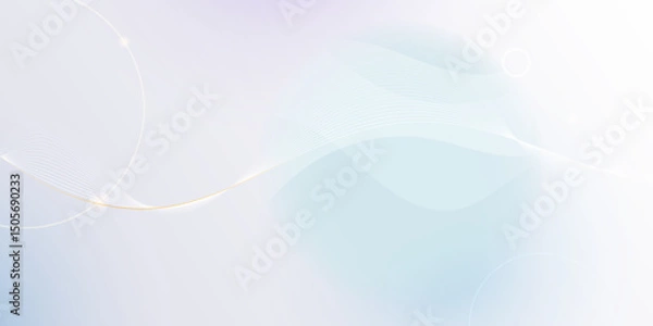 Fototapeta Abstract soft white, gold wave line pattern and texture on light gray gradient background. Vector element smooth line design. Digital technology concept for luxury business template, banner background