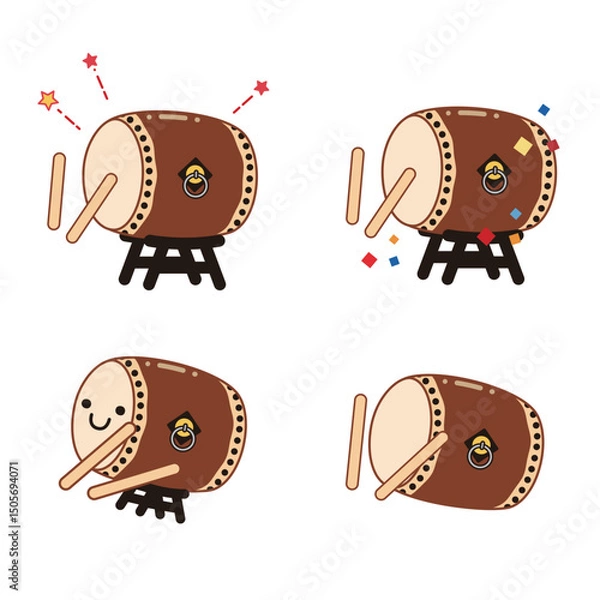 Obraz 和太鼓のカットイラストセット