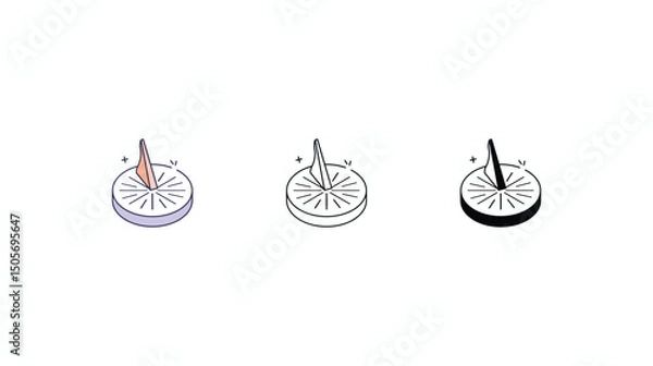 Fototapeta Sundial icons vector set color line glyph line icons stock illustration