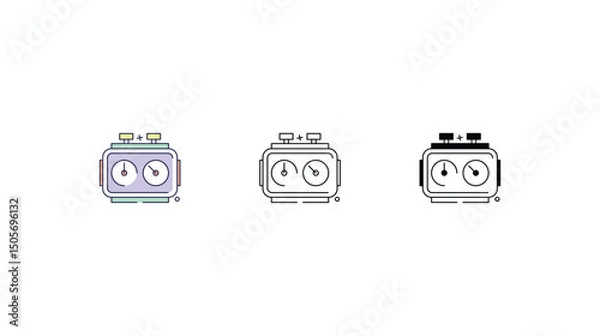 Fototapeta Chess Clock icons vector set color line glyph line icons stock illustration